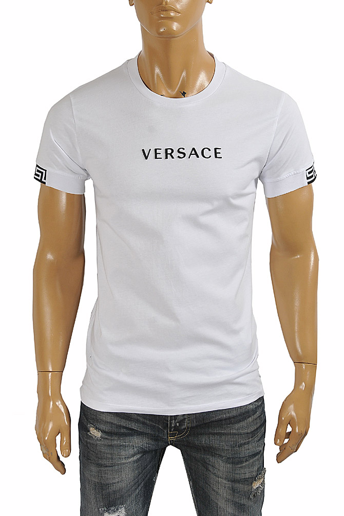 Mens Designer Clothes | VERSACE men's t-shirt with front logo print 129