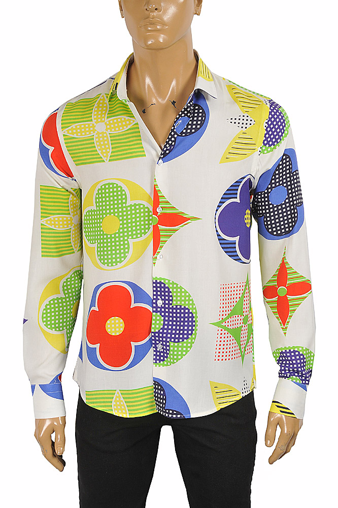 Mens Designer Clothes | LOUIS VUITTON men’s monogram colored long sleeve shirt 14