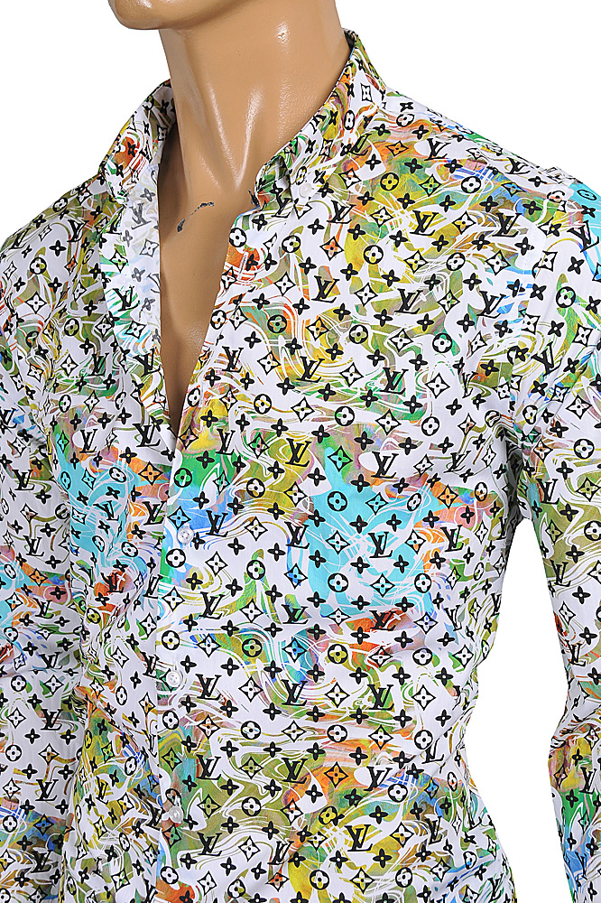 Mens Designer Clothes  LOUIS VUITTON men's monogram colored long sleeve  shirt 13