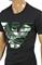 Mens Designer Clothes | EMPORIO ARMANI Men's T-Shirt With Front Logo Print View 3