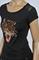 Womens Designer Clothes | ROBERTO CAVALLI Ladies Angry Tiger Embroidery Top #175 View 4