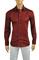 Mens Designer Clothes | GUCCI Men's Burgundy Red Dress Shirt #328 View 1