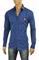 Mens Designer Clothes | GUCCI Men's Button Front Dress Shirt in Blue #362 View 1