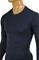 Mens Designer Clothes | GUCCI Men's V-Neck Long Sleeve Shirt In Navy Blue #327 View 3