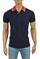 Mens Designer Clothes | GUCCI men’s cotton polo with GUCCI stripe navy blue color #388 View 1