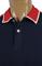 Mens Designer Clothes | GUCCI men’s cotton polo with GUCCI stripe navy blue color #388 View 6