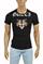 Mens Designer Clothes | GUCCI Cotton T-Shirt with Angry Black Cat Embroidery #214 View 1