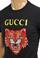 Mens Designer Clothes | GUCCI Cotton T-Shirt with Angry Red Cat Embroidery #221 View 5