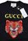 Mens Designer Clothes | GUCCI Cotton T-Shirt with Angry Red Cat Embroidery #221 View 7
