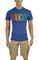 Mens Designer Clothes | GUCCI cotton T-shirt with front print in royal blue color 263 View 1
