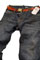 Mens Designer Clothes | PRADA Mens Crinkled Jeans With Belt #11 View 1
