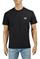 Mens Designer Clothes | PRADA Men's t-shirt in black with metal logo patch 122 View 1