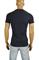 Mens Designer Clothes | PRADA Men's Short Sleeve Fitted Tee In Navy Blue #90 View 3