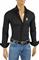Mens Designer Clothes | VERSACE Men's Dress Shirt In Black With Embroidery 183 View 1