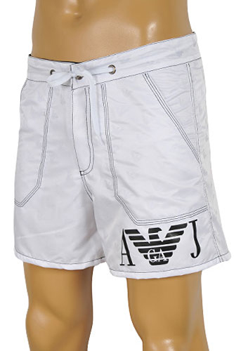 ARMANI JEANS Logo Printed Swim Shorts For Men In White #54