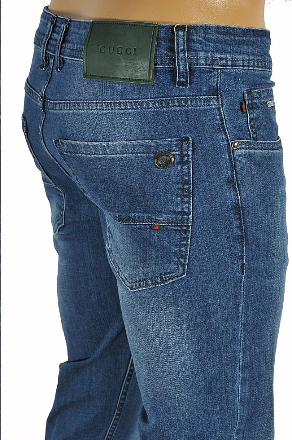 GUCCI Men's fitted jeans with leather batch #93