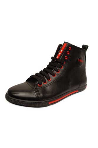 PRADA Ladies High Leather Sneaker Shoes #105