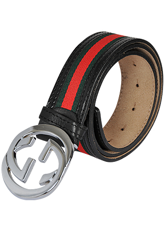 GUCCI GG Buckle Belt With Red And Green Stripe 19